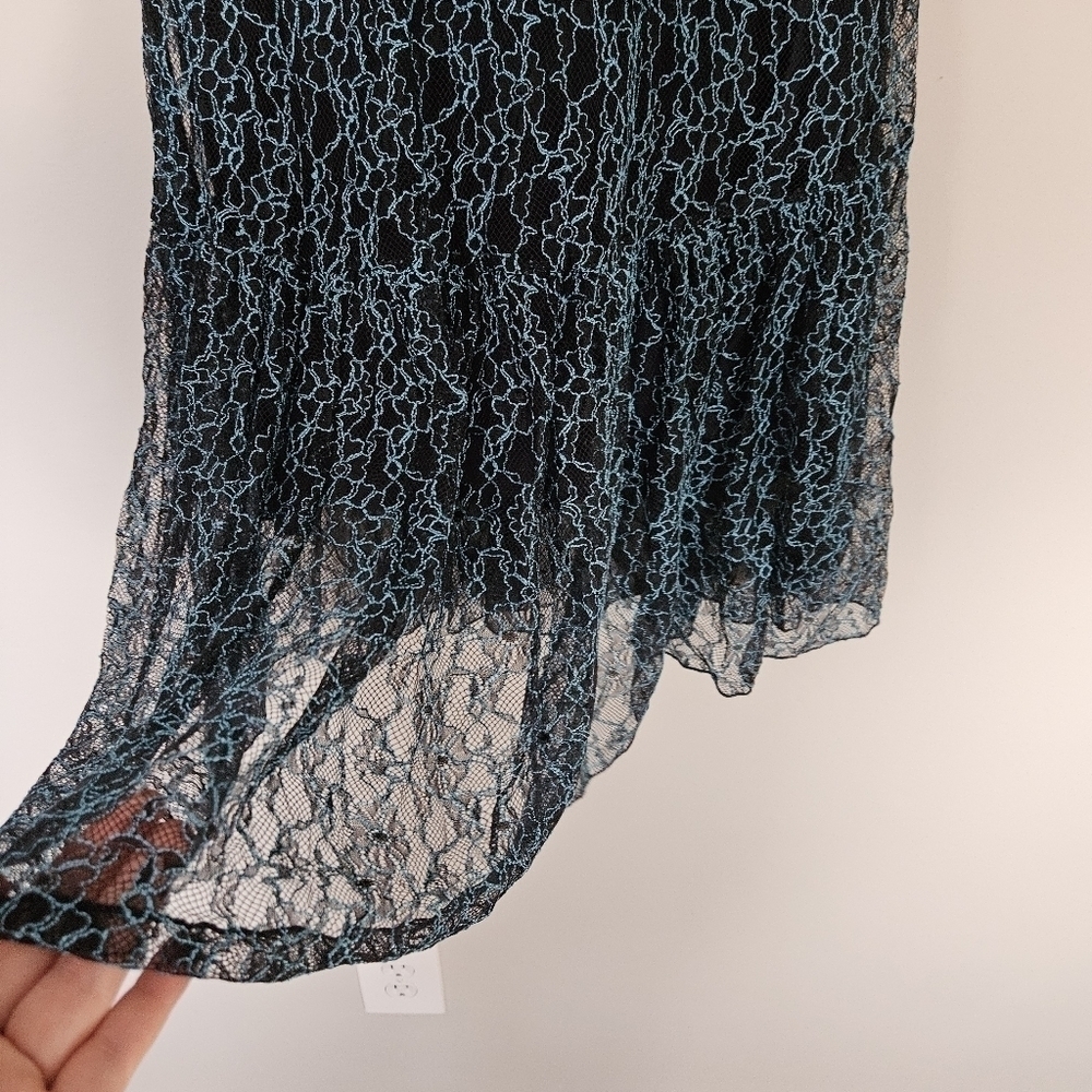 NWT See by Chloe Floral Mesh Midi Lace Blue dress size 42/ 12 - Picture 3 of 12